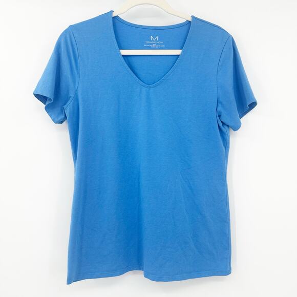 M Magaschoni Womens Basic Summer Pima Cotton Modal V-Neck Short Sleeve Tee Small - Picture 1 of 3